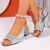 Модная обувь женская 2025 лето новая женские босоножки с открытым носком модные с круглым носком на среднем каблуке с ремешком на пряжке сандалии для больших размеров для повседневной носки