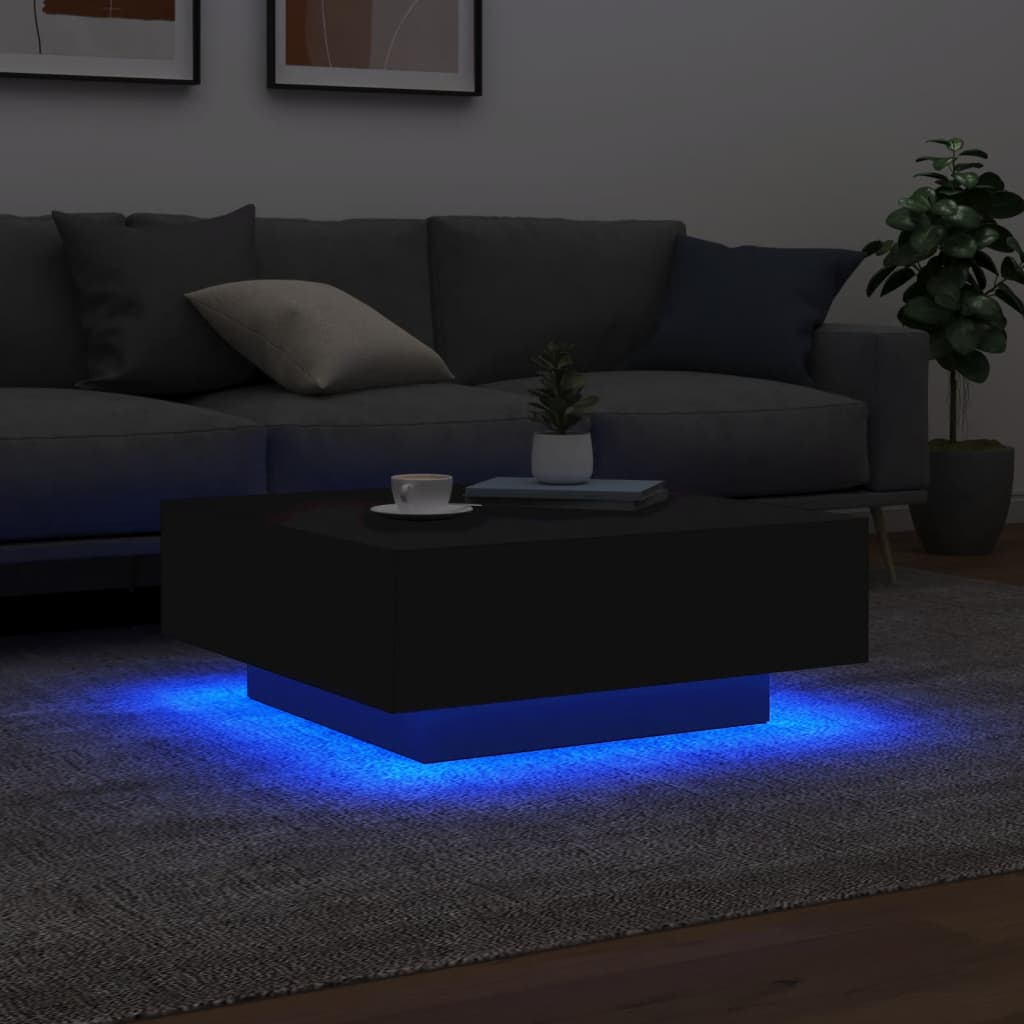 LED Coffee Table Black 80x80x31 cm