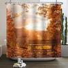 Осенний лес Натуральная сцена Занавеска для душа для ванной Осенний клен Растения Сельский пейзаж Тыква Водонепроницаемая занавеска для душа