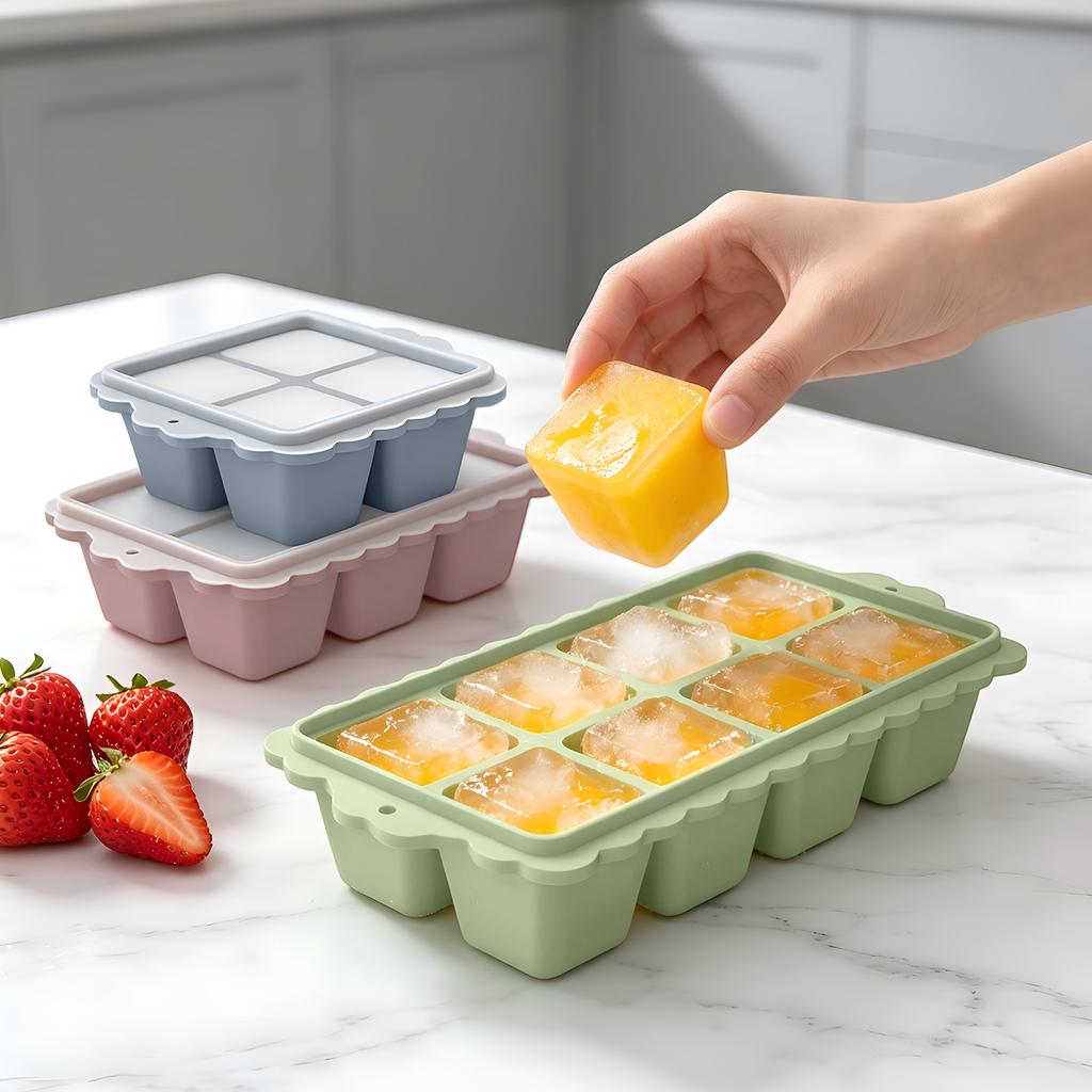 4/6/8-Cavity Silicone Ice Cube Mold Multi-Color Classic Ice Tray Suitable For Ice Maker Cocktails And Drinks 6