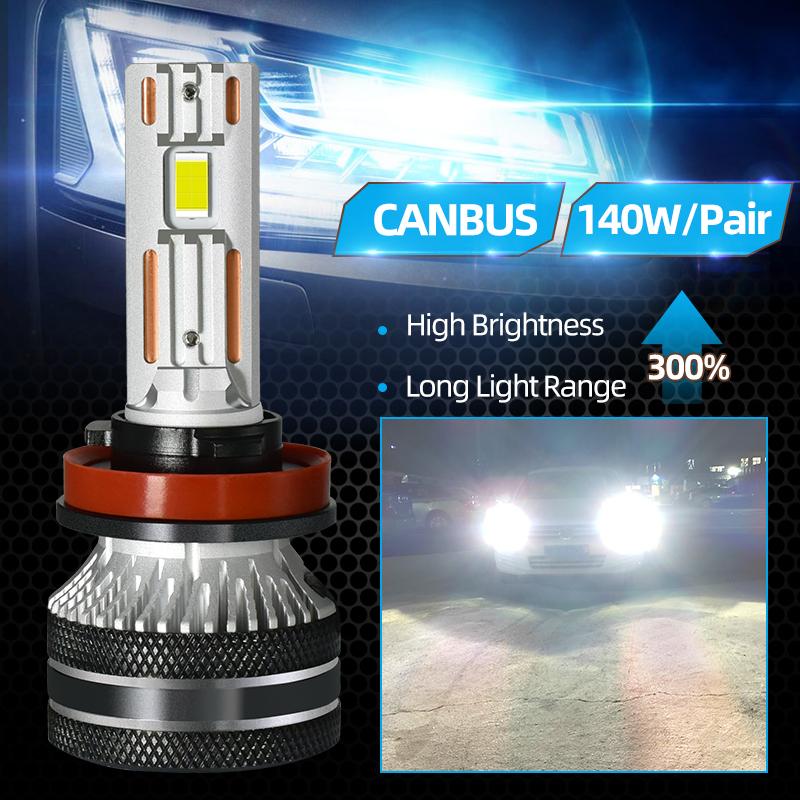 K5C H7 LED 60000LM 140W H7 Canbus Светодиодные лампы 4300K LED H4 H11 HB3 9005 HB4 9006 K6C LED Двойная медная трубка Противотуманная фара 12V 2 шт.