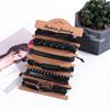 Men's Leather Bracelet, Pu Leather Set, Set Of 6 Pieces, Anchor, Vintage