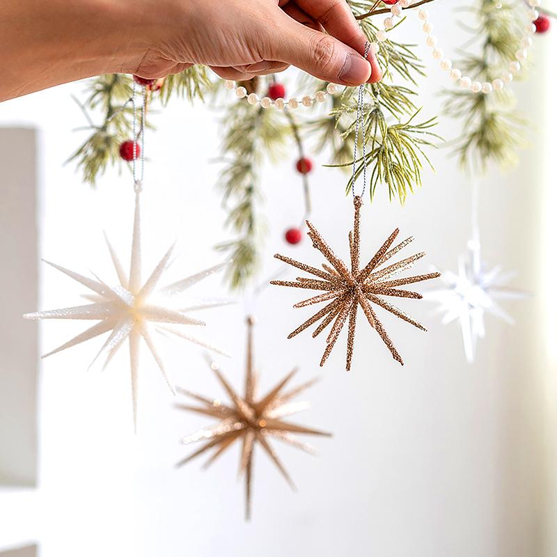 5 шт. подвеска в виде звезды на рождественскую елку, ярко сияющая, рождественские украшения, сверкающая звезда