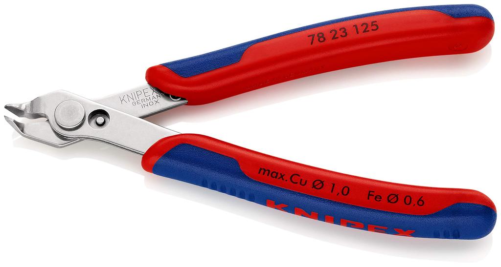 KNIPEX Super 125 мм Идеально для точной резки электроники и прецизионные кусачки, изгиб 60°, длина, машиностроение, 7823-125SB