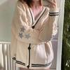 Winter Loose Knitted Cardigans Coat Women Star Embroidery Y2K Sweaters Streetwear Vintage Casual Single Breasted Long Sleeve Top