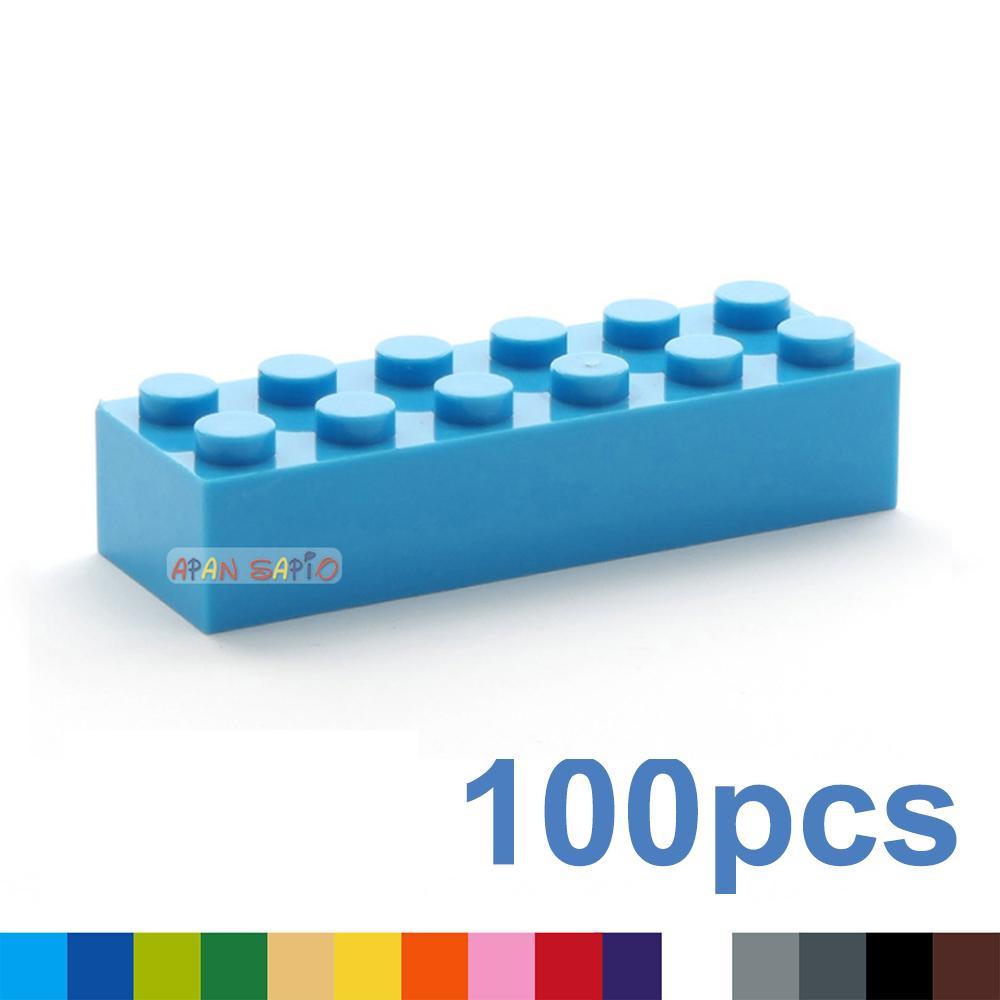 100 шт. 2x6 Точек DIY Строительные Блоки Толстые Фигурки Кирпичики Образовательные Креативные Размер Совместимый с 2456 Пластиковые Игрушки для Детей