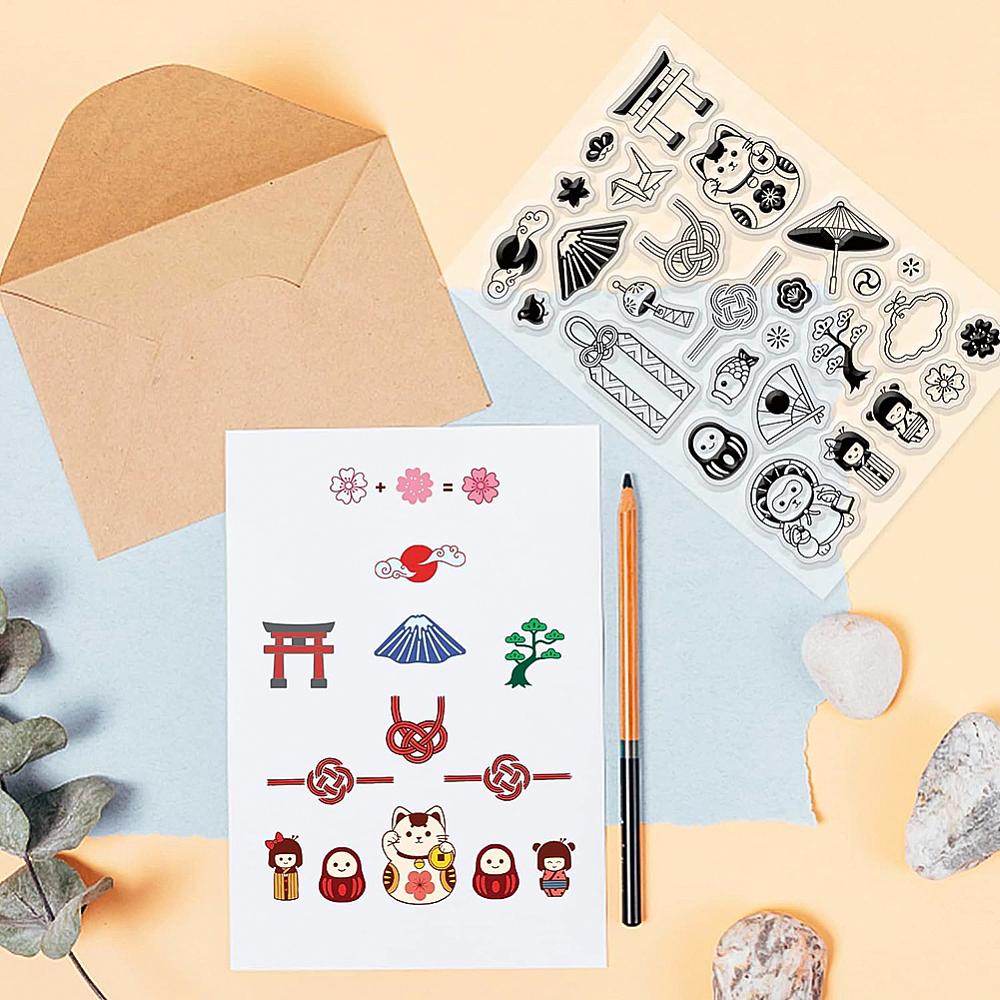 PVC Plastic Stamps for DIY Scrapbooking Photo Album Decorative Cards Making Stamp Sheets Mixed Patterns 16x11x0.3cm