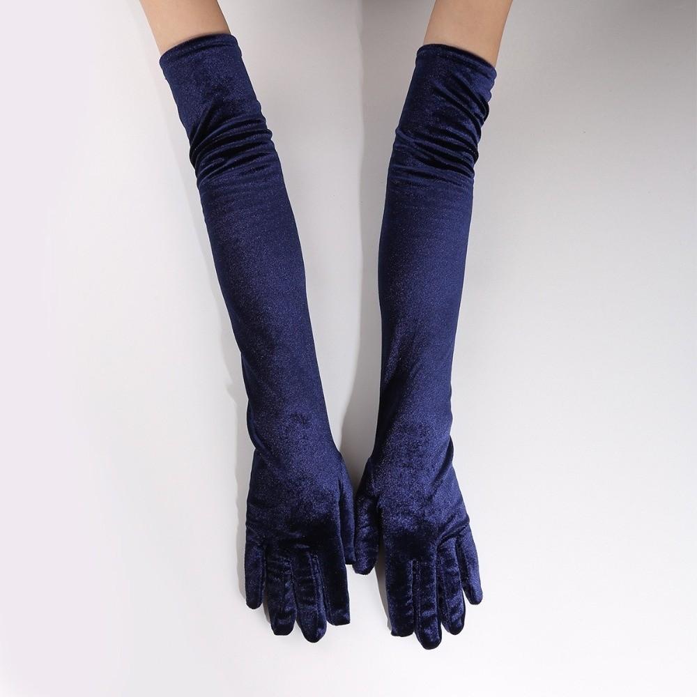 Solid Color Velvet Long Gloves 53cm Evening Dress Gloves Fashion Party Mittens Party