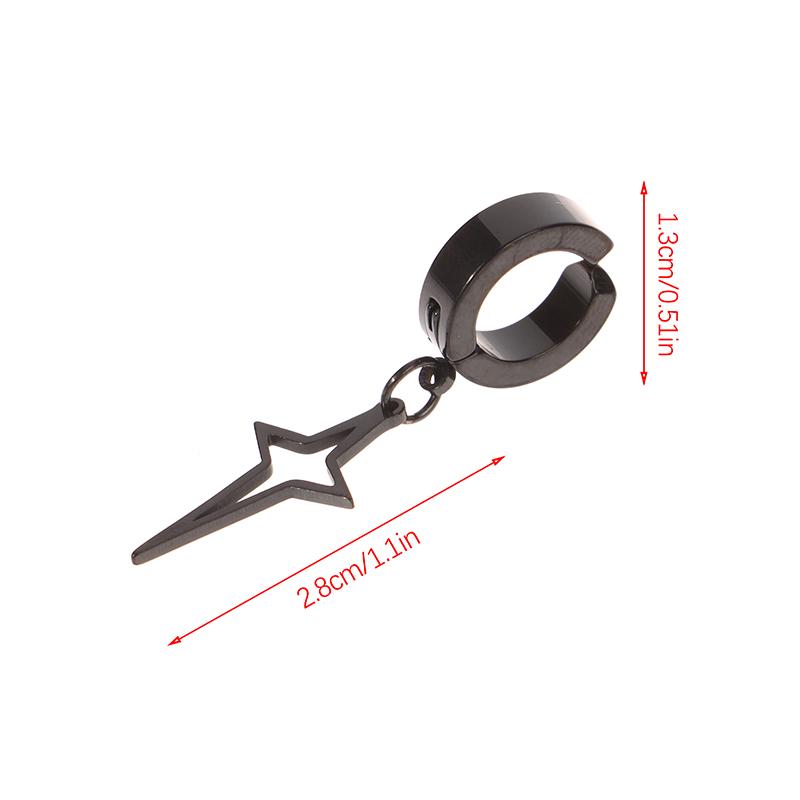 1 шт., унисекс, нержавеющая сталь, панк, мужские, черные, клипсы, геометрические, треугольные, звездные, подвесные, серьги, женские, готические, ювелирные изделия
