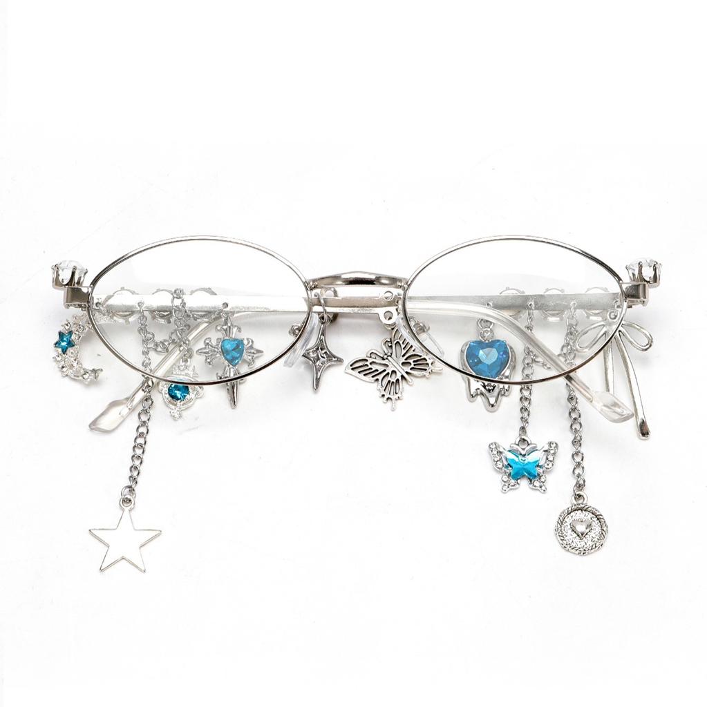 Модные Милые Крутые Острые Очки для Девушек Sakura Fashion Star Бриллиантовые Маленькая Оправа Эллиптические Очки для Женщин Очки