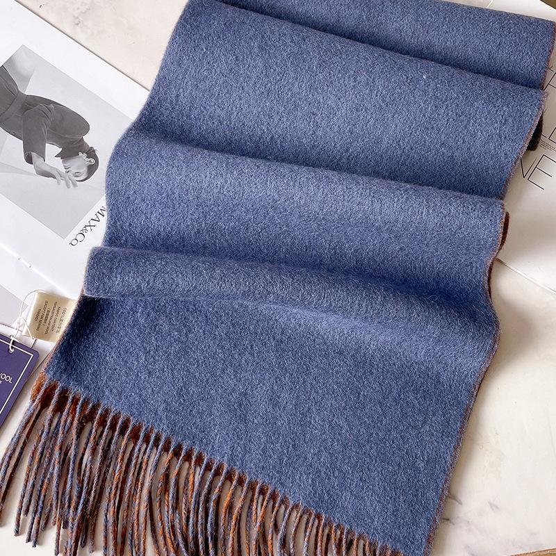 Шарфы из 100% чистой шерсти для мужской осени и зимы, серый двусторонний, высококачественный подарок для парня, мужская кашемировая шаль