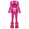 Женские блестящие комбинезоны с расклешенным длинным рукавом, боди в стиле хиппи, комбинезоны для клубов