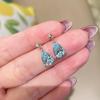 Zhuozhifan S925 Silver Teardrop Aquamarine Earrings for Women: 7x10mm Pear-Shaped Diamond Fashion Gem Jewelry