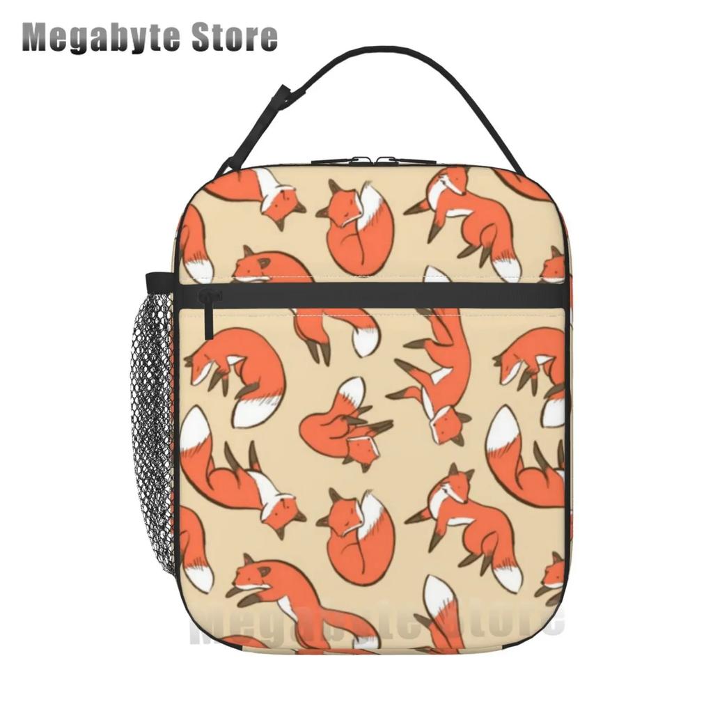Foxes Autumn Fox Милый оранжевый многоразовый ланч-бокс для офиса, школы, пикника, пляжа, герметичная сумка-холодильник, сумка для ланча