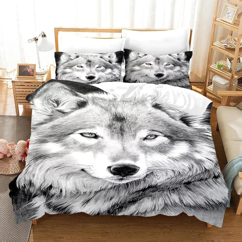 Wolf Cute Animal 3D Duvet Cover Bedding Set Comforter Linen Pillowcases Home Decor Single Double Twin King Queen