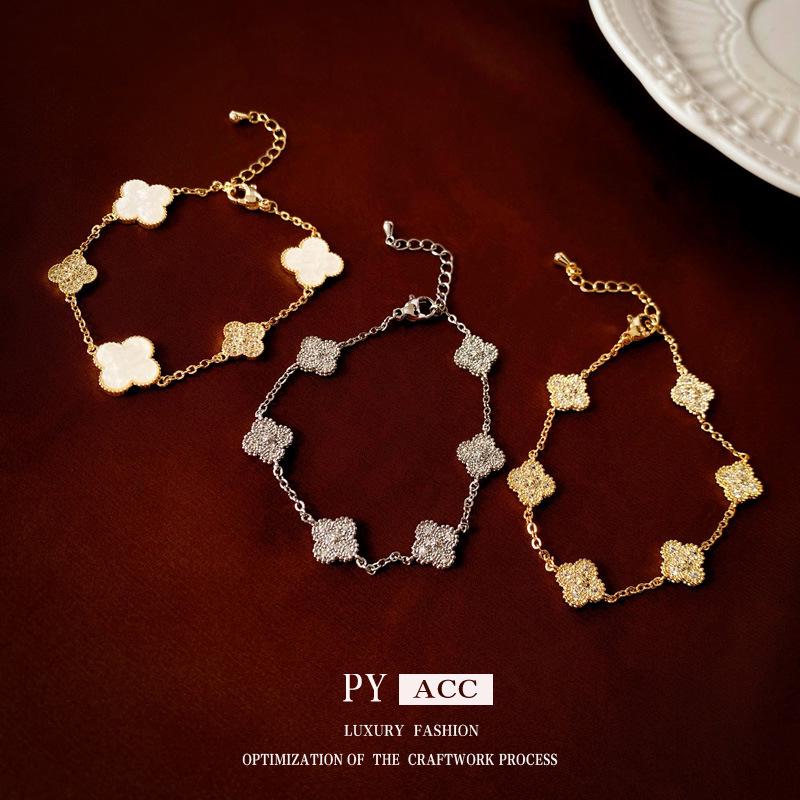 Korean Zircon Flower Bracelet - Elegant Simple Design, Trendy Fashion, Versatile Hand Jewelry, Internet Celebrity Style.