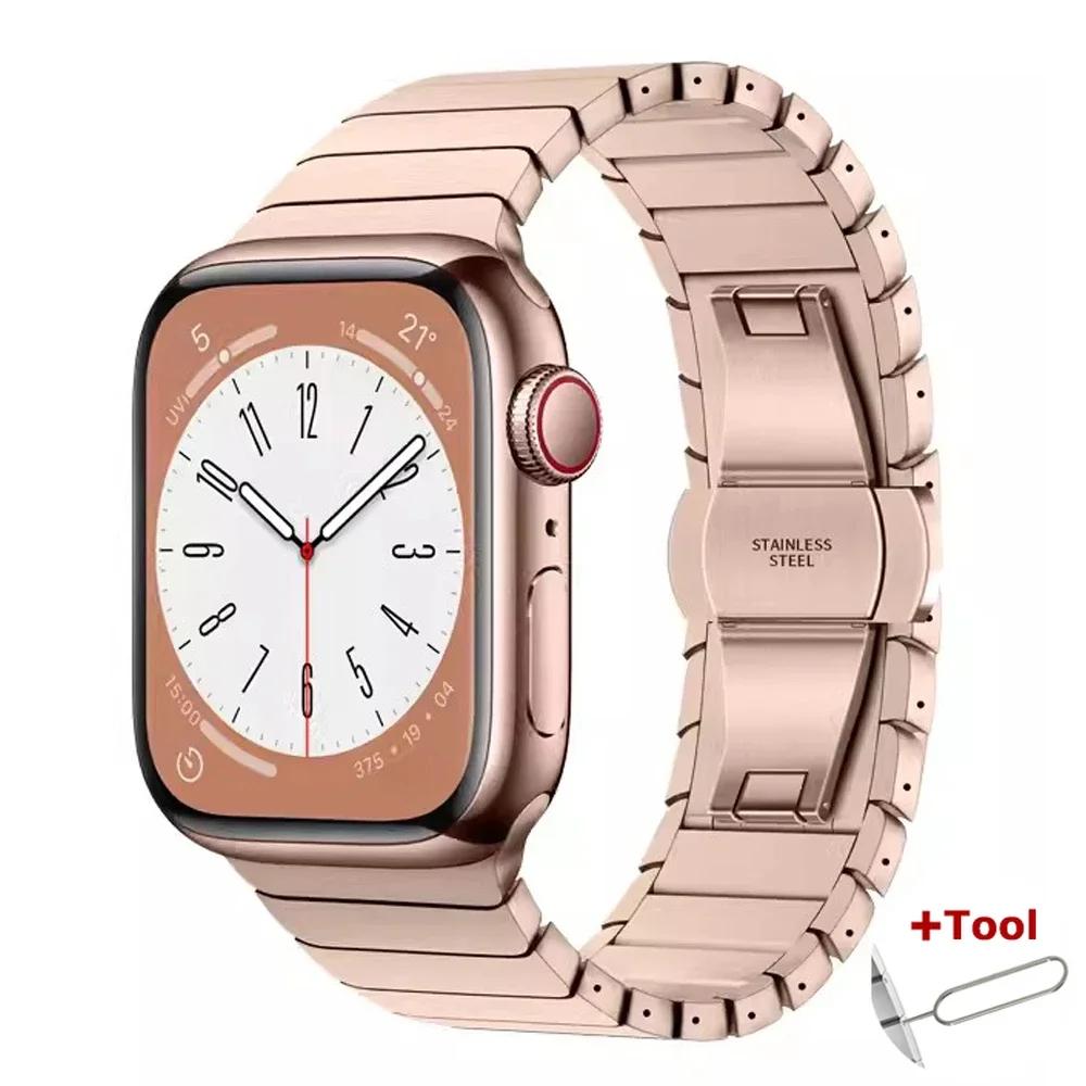 Металлический ремешок из нержавеющей стали для Apple Watch Ultra 2 49 мм 10 9 8 7 46 мм 45 41 мм Браслет для Iwatch 6 5 SE 40 мм 44 38 Роскошный ремешок