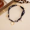 Salircon 2 Style Vintage Leopard Flannel Rope Chain Choker Necklace Women Punk Heart Metal Pendant Necklace Jewelry Female Gift