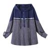 Autumn Women's Large Size Casual Striped Long Sleeve Hooded Sweater