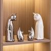 Modern Style Ceramic Harmony Rat & Cat Ornaments Animal Design Home Desktop LivingRoom Ornaments Wine Cabinet Bookcase Decor