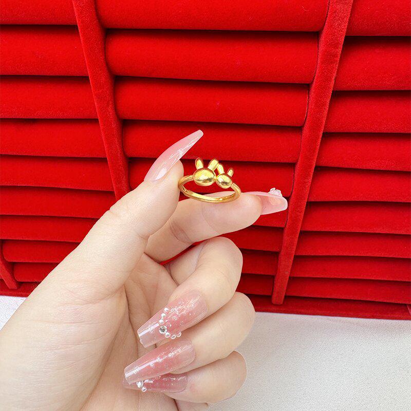 Изысканное открытое кольцо цвета песка и золота для женщин: Высококачественный нишевый дизайн, легкий роскошный стиль, стойкий цвет, имитация золота.