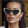 Y2K Punk Sexy Cat Eye Shield Sunglasses Women  Luxury Brand Vintage One-Piece Sun Glasses For Ladies Fashion Goggle Shades