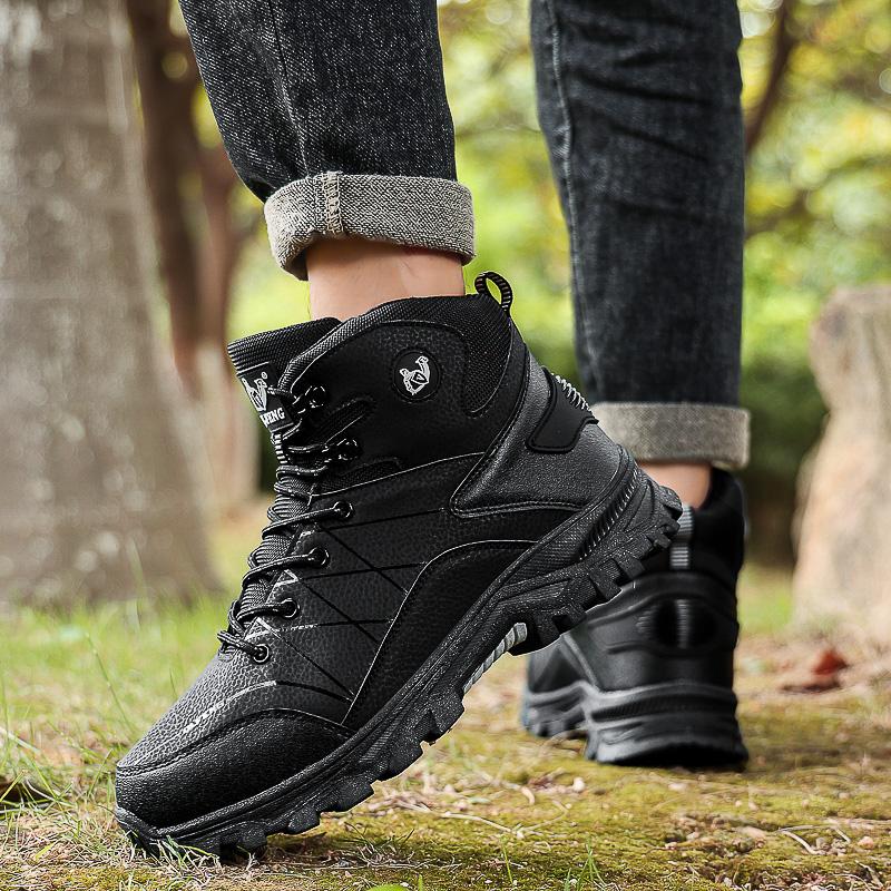 Высокие ботинки Мужские Удобные Повседневные Противоскользящие Дышащие Теплые Боевые ботинки Мужские Прочные Плюшевые Мягкие Уличные Походные ботинки Мужские