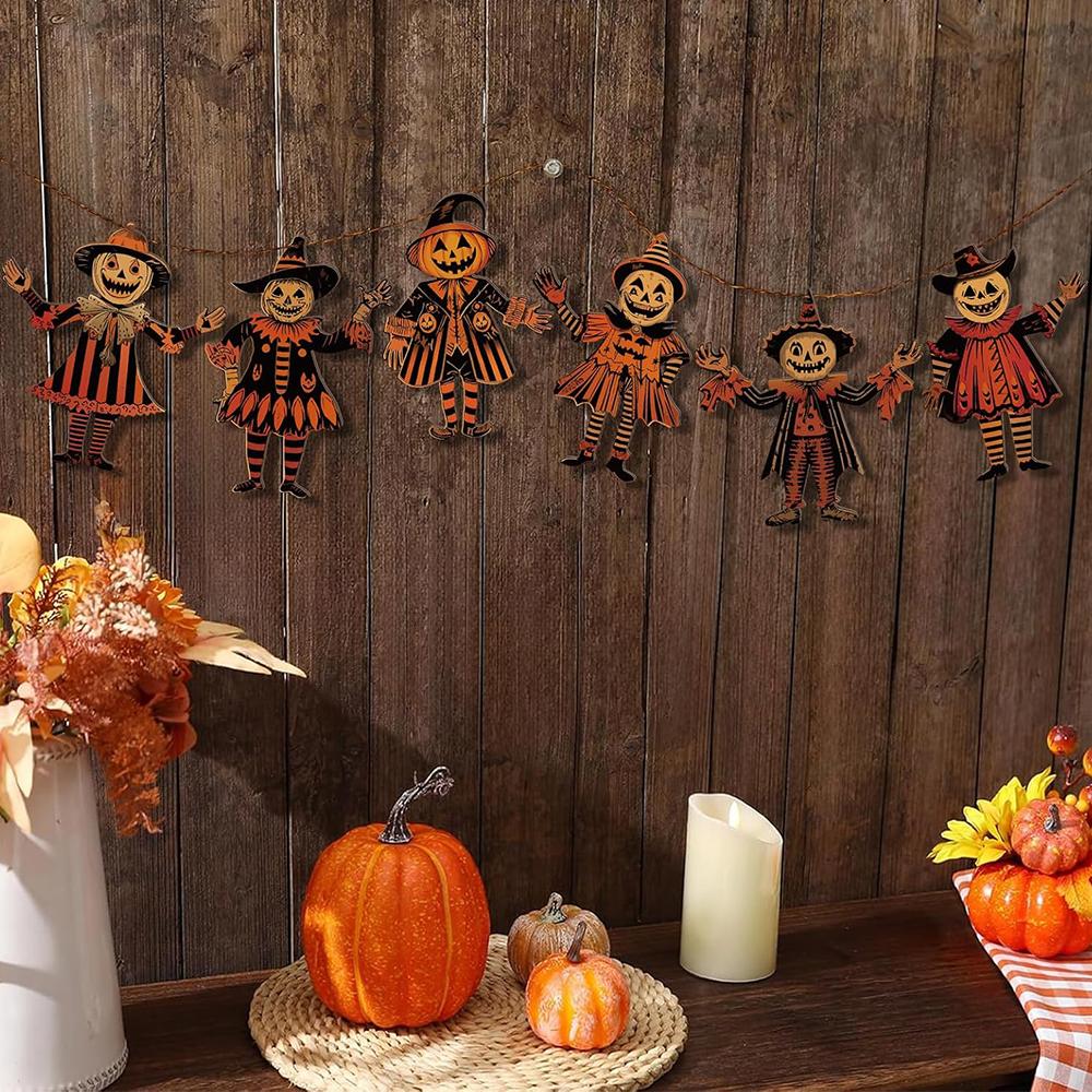 Wooden Halloween Bunting 6-piece Set