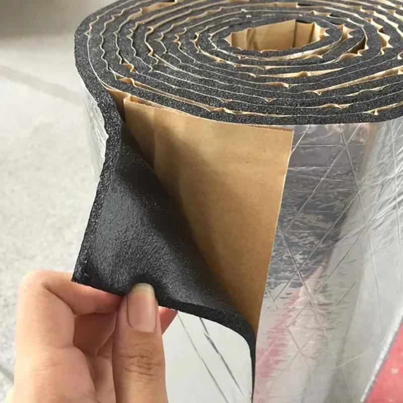 5/10mm Thick-Aluminum Foil Soundproofing Heat Insulation Cotton–Kraft Paper Backed Self-Adhesive Mat Noise Reduction Mat for Car