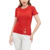 Спортивная одежда Fit Brand Logo Training Top Удобная футболка с коротким рукавом Женские топы Красный EK2904