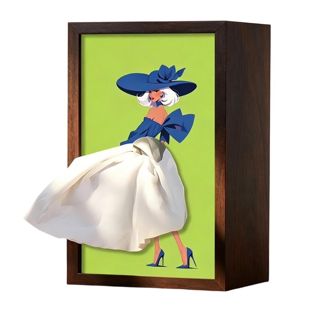 Ballet Girl Art Decorative Tissue Holder Lady Dress Design Tissue Box Wood Tissue Case for Office Countertops Living Room