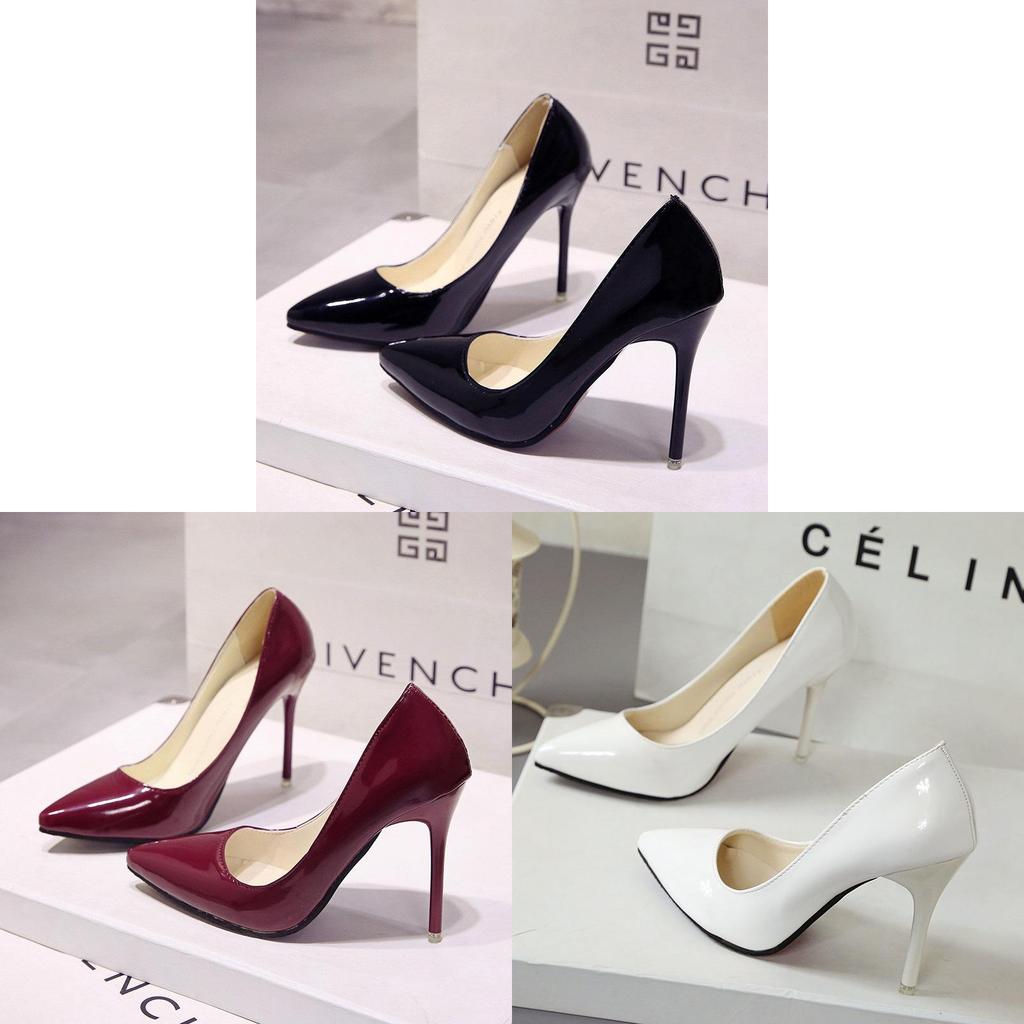 Elegant Black Pu Pointed Toe High Heels For Women With Waterproof Platform For Daily Wear