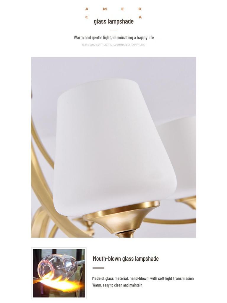 All-Copper Modern Minimalist Luxury Chandelier for Living Room, Bedroom, Study, or Restaurant