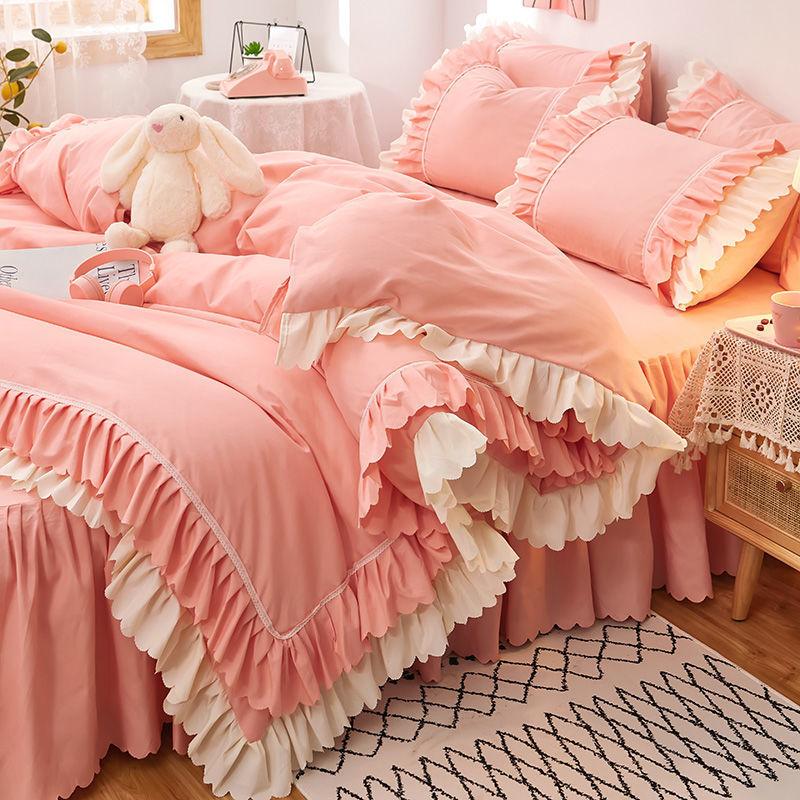 Кружевной постельный подзор из четырех частей, европейская атмосфера, простое одеяло, покрывало, простыня, постельное белье