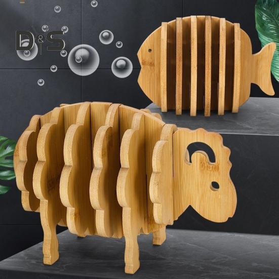 Деревянный набор теплоизоляционных подставок в виде животных, нескользящие подставки под горячее, не дающие ожогов, 3D-подставки в форме животных для кастрюль и чайников