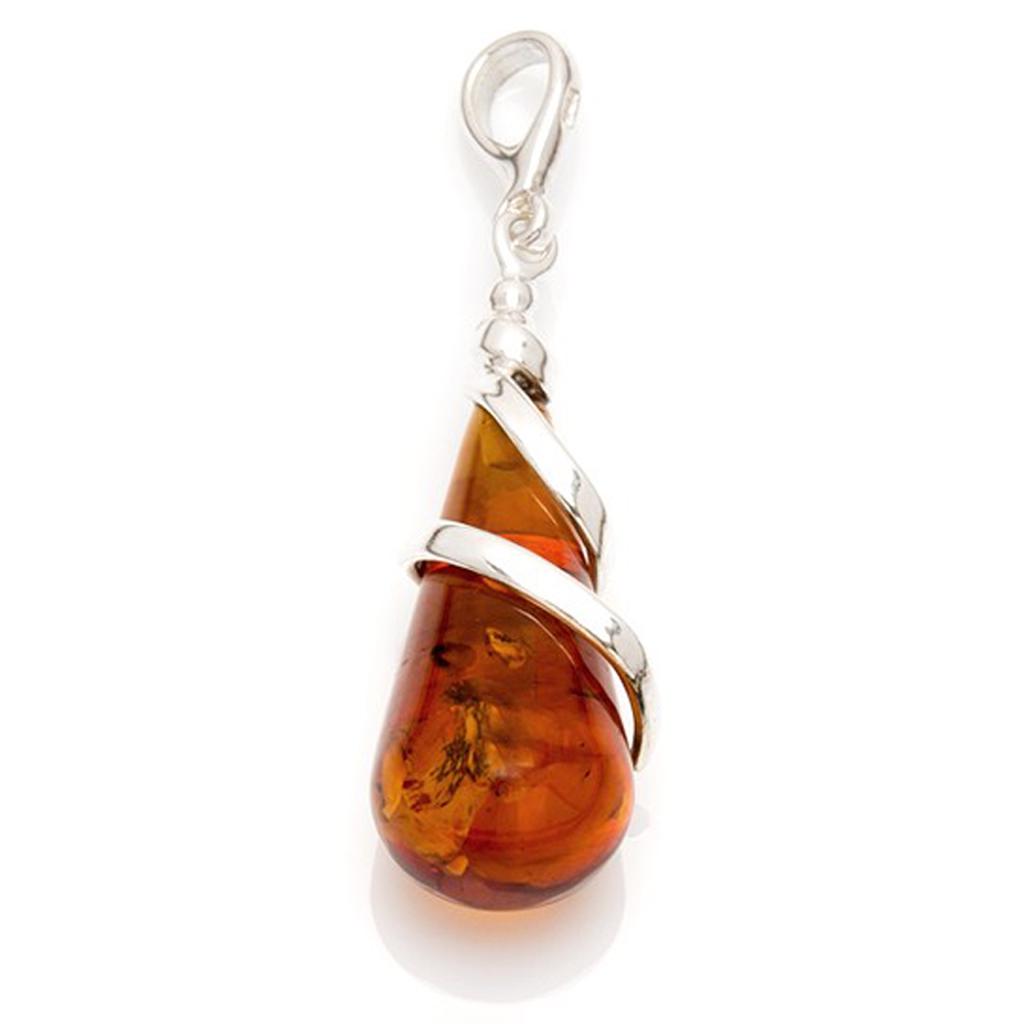 Les Trésors De Lily [N2787] - Silver Pendant 'Inspiration' Amber (rhodium-plated) - 25x10 Mm