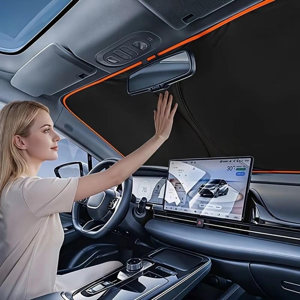 UV Reflective Windshield Sun Visor Cooling Effect Foldable Car Curtains  Car Interior