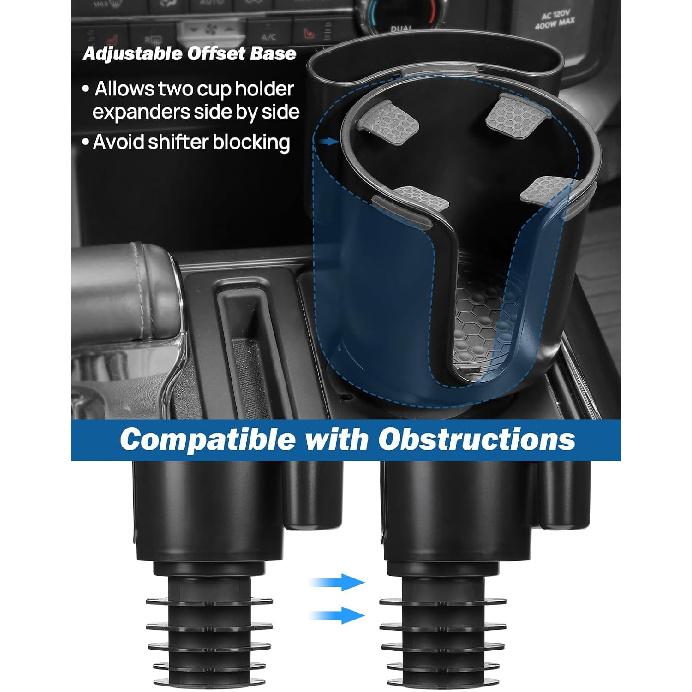 JOYTUTUS Car Cup Holder Extender, 2-In-1 Cup Holder For Cars With Phone Holder, Compatible With Yeti, Compatible With Hydro Flask, Compatible With
