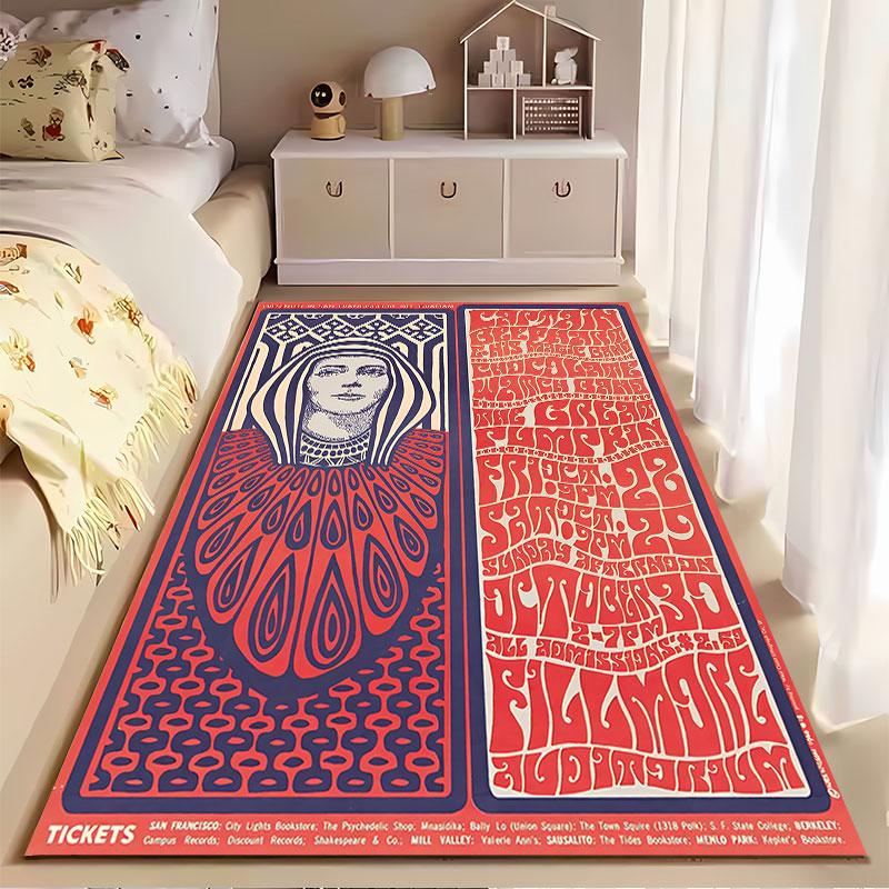 Retro Psychedelic Artistic Carpet suitable as a non-slip mat for the living room or bedroom sofa