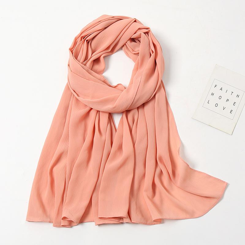 Высококачественные Хиджабы из Креп-Жоржета, Шарф из Мятой Шифон, Женский Мусульманский Платок, Модные Длинные Шали, Повязка на Голову 180*70СМ