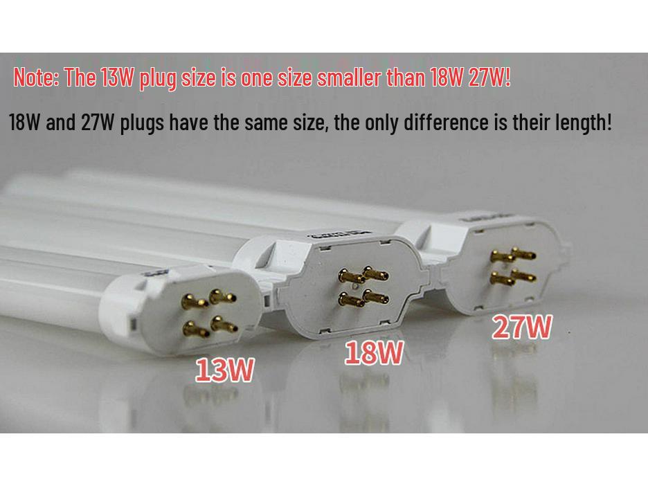 H-образная лампа-трубка - Защита глаз 13 Вт/18 Вт/27 Вт Квадратная четырехконтактная, трехцветная энергосберегающая люминесцентная трубка