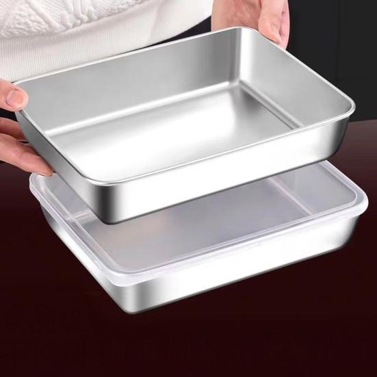 Контейнеры для еды из нержавеющей стали с крышками, прямоугольный контейнер для приготовления пищи для хранения в холодильнике