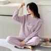 Пижама из полуфлиса женская зимняя утолщенная флисовая женская осенне-зимняя из кораллового флиса можно носить на улице мягкая зимняя домашняя одежда