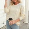 Women's Autumn and Winter Knit Crew Neck Solid Color Loose Pullover Sweater