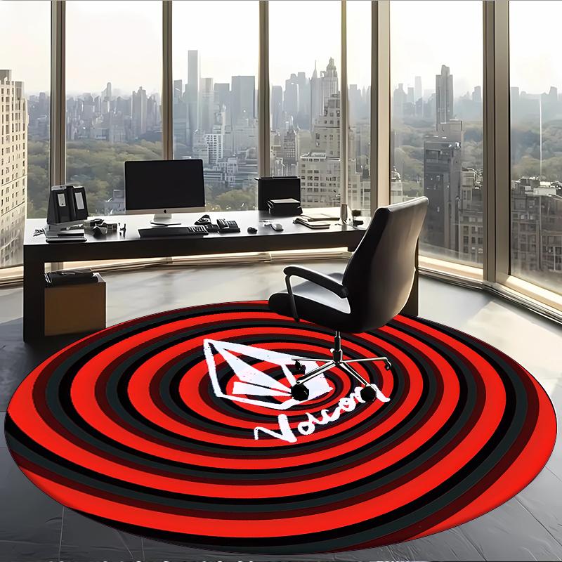 V-Volcom (1) Round Office Rug Decorative Floor Rug for Office Bedroom Living Room and Home Space