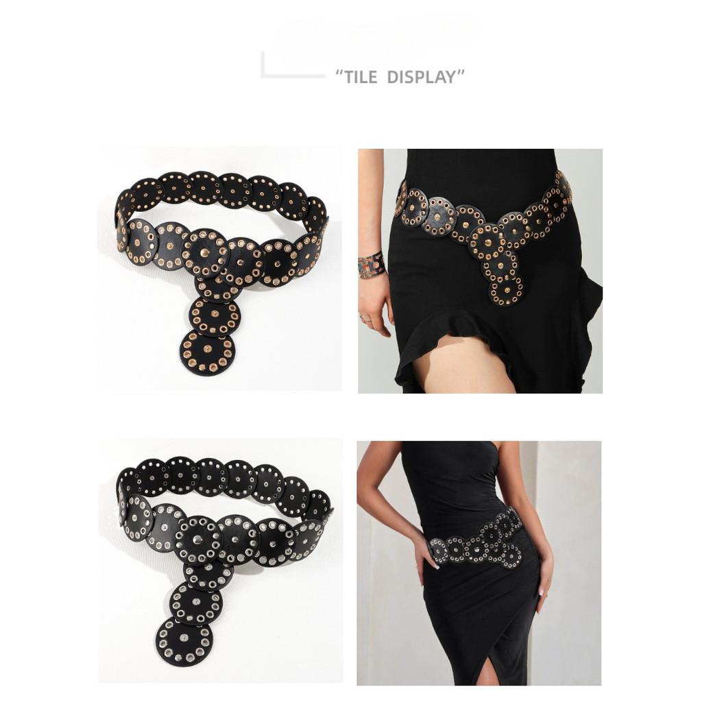 [Gorgeousxx] Retro Creative Disc Leather Belt for Women Simplicity Punk Waist Seal Wearing Accessories