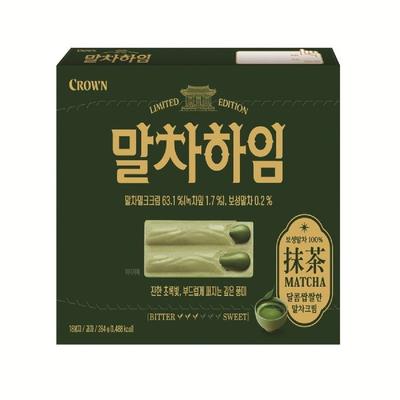 CROWN Матча Хайм Вафельные печенья – 284 г × 2 коробки | Корейские вафли с кремом матча (568 г Всего)