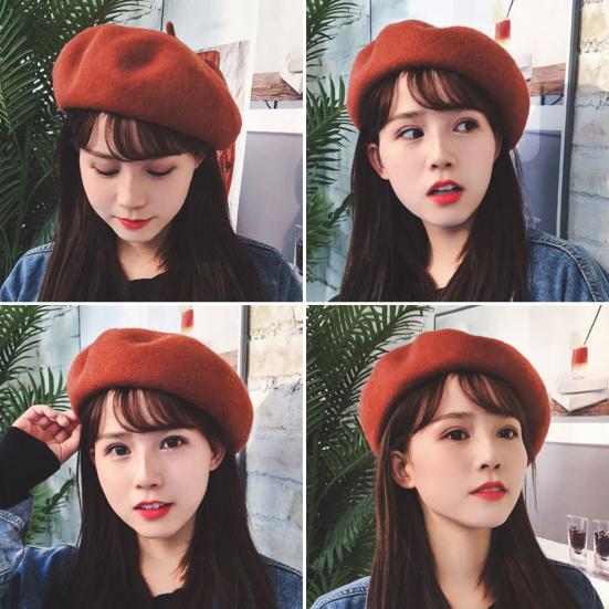 Женская беретная шапка, однотонная, регулируемый размер, искусственная шерстяная шапка, берет в стиле ретро, модный аксессуар