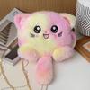 Rainbow Cat Shoulder Bag Faux Fur Stuffed Doll Bag Portable Plush Crossbody Bag  Streetwear