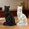 1-Piece Black Cat-Shaped Ornament, Light Luxury Spiral Cat Statue Decoration, Realistic Design, Hollow Carving, Elegant Sitting Posture, 